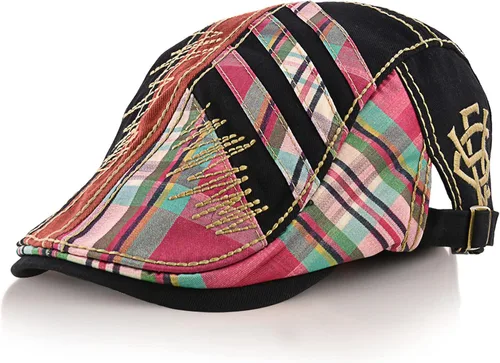 Vista 14 de M MOACC - Gorra de hombre de algodón ajustable con hebilla, boina, sombrero de periodista, gorro Cabbie Gatsby, gorras de conducción, gorras planas