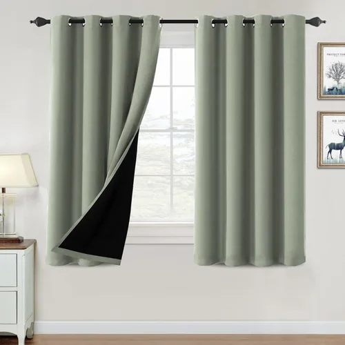 Vista 51 de H.VERSAILTEX Cortinas 100% de opacidad para dormitorio, con aislamiento térmico, cortinas opacas de 63 pulgadas de largo, cortinas de bloqueo