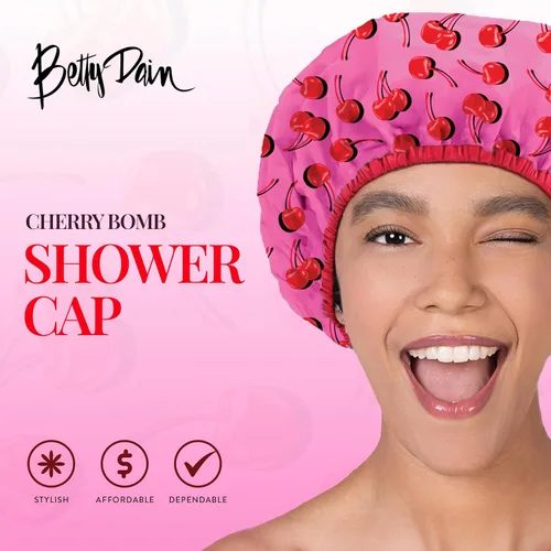 Vista 2 de Betty Dain Gorro de baño y ducha reutilizable, gorro de ducha impermeable de gran tamaño para todas las longitudes de cabello, forro de PEVA