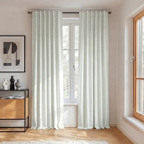 Vista 133 de RYB HOME Cortinas de lino texturizado 100% opacas de 84 pulgadas de largo, aislamiento térmico, privacidad, ahorro de energía para dormitorio, sala