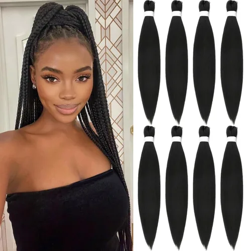 Vista 151 de Cabello trenzado para niños preestirado de 16 pulgadas, color negro para niños, trenzas sin nudos