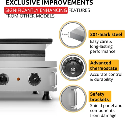 Vista 4 de ALDKitchen Gofrera belga Máquina para hacer conos y gofres gofres finos de forma redonda Acero inoxidable 110 V (6 palos)