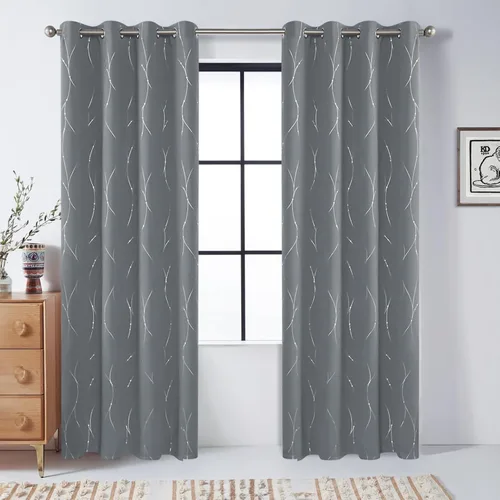 Vista 45 de BUHUA - Paneles de cortinas opacas para sala de estar, cortinas grises con aislamiento térmico, cortinas de ventana para dormitorio - 72 pulgadas
