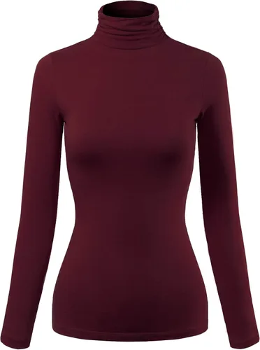 Vista 25 de MixMatchy Camiseta básica de manga larga con cuello alto y corte ajustado para mujer Negro
