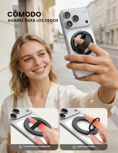 Vista 2 de Lamicall Agarre magnético para teléfono MagSafe - Bucle de silicona ultra Negro - Aleación de zinc - Agarre de silicona