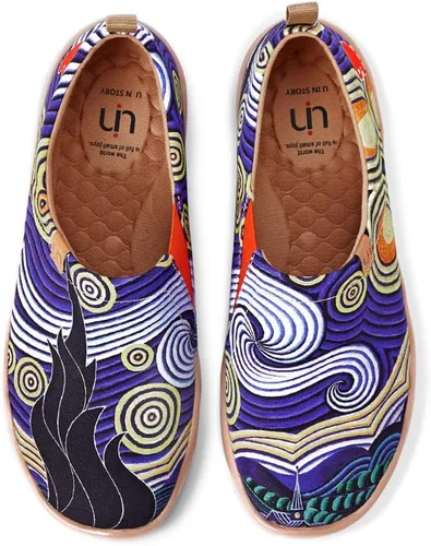 Vista 40 de UIN Zapatos de viaje para caminar para hombre, sin cordones, de lona, informales, ligeros, cómodos y modernos, diseño de perritos felices Ahhhhh