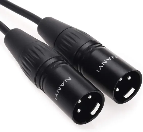 Vista 15 de NANYI XLR cable de micrófono macho a macho, cable de conexión de 3 pines, 1.6 pies 3-pin XLR male to male patch cable; 1.6ft; 25AWG OFC; copper