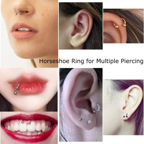 Vista 7 de Titanium Horseshoe Septum Ring 16G,Internally Threader Horseshoe Ring for Septum Lip Cartilage Snug Daith Tragus Helix Conch Rook Orbital Piercing