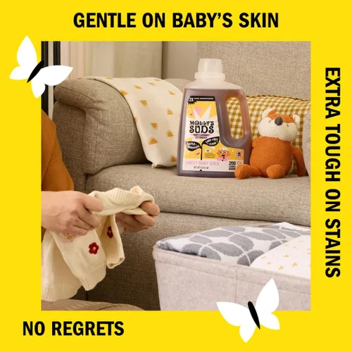 Vista 3 de Detergente Molly's Suds para ropa de bebé líquido Elimina fórmula, caca y manchas de escupir Extra suave para bebés, niños pequeños