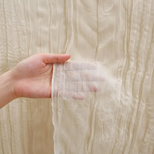 Vista 5 de LuoluoHouse Beige Gauze Table Runner 17x120 Inch Summer Boho Cheesecloth Runner Fabric for Wedding Reception Party Decor Bridal Shower Bulk Table
