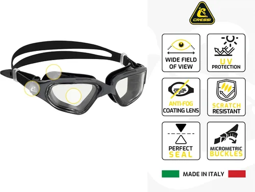 Vista 3 de Cressi Clear Eyes Swim Goggles - Soft Silicone Seal for Swimming Mask - Anti-Fog Water Goggles - Impact Resistant Swim Gear