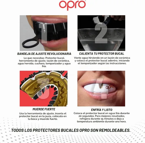 Vista 5 de OPRO Gold Level Moldable Mouth Guard for Braces Premium Fit Age 10+, Impact Sports, MMA and Boxing Mouthguard for Braces, Easy Self-Fit Mouth Guard