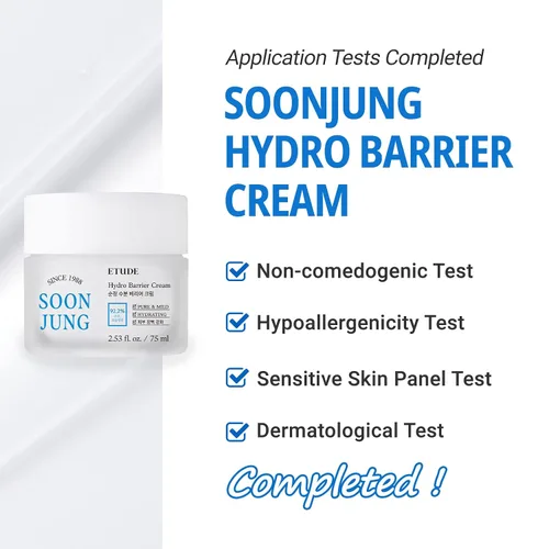 Vista 4 de ETUDE SoonJung Hydro Barrier Cream, hidratante facial para pieles sensibles, 92.2% de ingredientes hidratantes, bajo nivel de pH 5.5