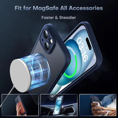 Vista 261 de TOCOL Funda para iPhone 11, compatible con Magsafe, protección completa de cámara, imanes integrados, protección contra caídas, funda translúcida