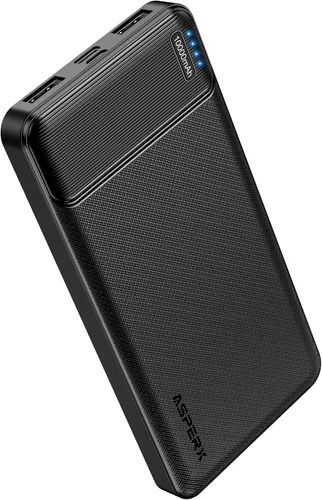 Vista 9 de AsperX - Cargador portátil de 10000 mAh con batería dual USB Negro