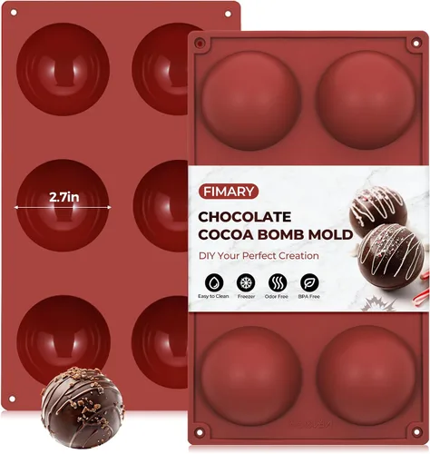 Vista 9 de Moldes de silicona para bombas de chocolate caliente de 24 agujeros, 2 paquetes de mini moldes de semiesfera de 1 pulgada de media esfera para hacer