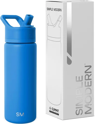 Vista 65 de Simple Modern botella de agua con tapa con pajita, termo de acero inoxidable con aislamiento al vacío, reutilizable, sin BPA, sin fugas