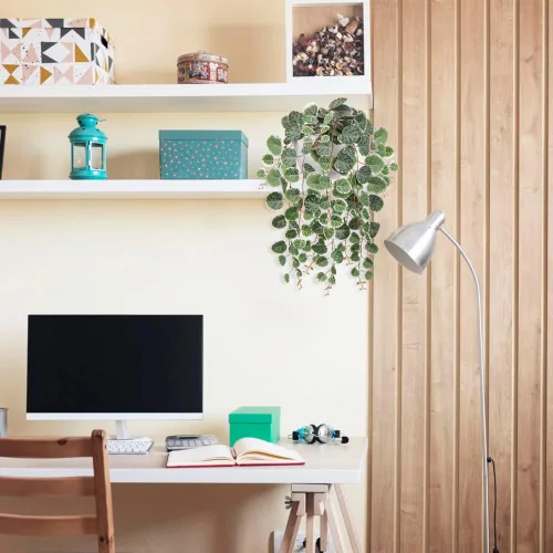 Vista 7 de Briful Plantas colgantes de imitación para interiores de 17 pulgadas, cadena artificial de corazón con semicírculo para montaje en pared, plantas