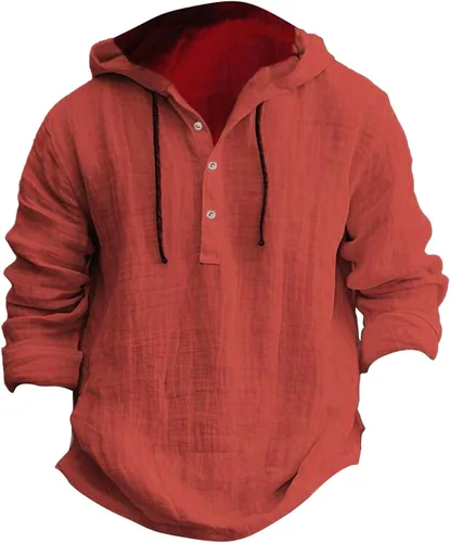 Vista 16 de Sudadera con capucha de lino y algodón para hombre, de manga larga, transpirable, casual, para primavera y otoño