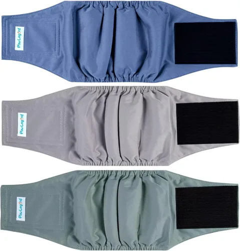 Vista 9 de Paw Legend - Pañales lavables para perro macho (3 unidades), XS, Ejército, Gris, Marina