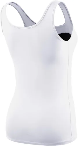 Vista 2 de CADMUS Camisetas sin mangas de compresión para mujer, brasier deportivo integrado, paquete de 3