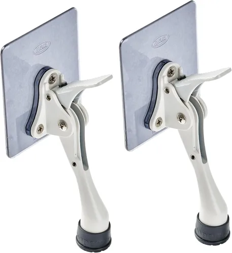 Vista 7 de HOME&I Tope de puerta abatible de 4 pulgadas con placa de montaje autoadhesiva grande, tope de puerta ajustable resistente, soporte de puerta Negro