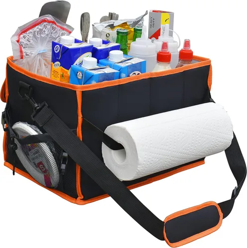 Vista 7 de Organizador grande para parrilla con soporte para toallas de papel, organizador de barbacoa para utensilios, condimentos, organizador de picnic