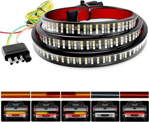 Vista 26 de Nilight - Tira de luz LED para plataforma trasera de 30 pulgadas de UTV, 204 LED, luces de freno ámbar, luces intermitentes rojas, compatible
