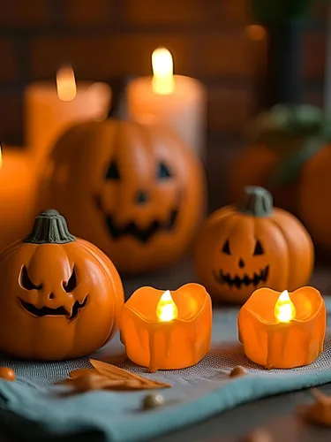 Vista 6 de 12 velas de té con temporizador de fusión naranja, funciona con Vela blanca cálida parpadeante, la batería incluye una duración de más de 100 horas