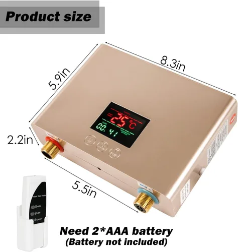 Vista 4 de Calentador de agua eléctrico sin tanque de 110 V 3000 W bajo fregadero bajo demanda calentador de agua caliente instantáneo para cocina baño lavado
