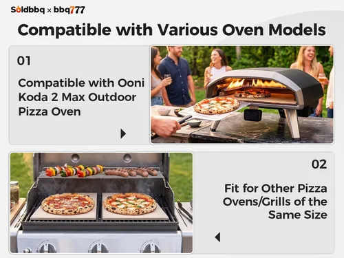 Vista 3 de Piezas de repuesto de piedra de pizza de cordierita para horno de pizza Ooni Koda 2 Max al aire libre, accesorios de piedra de pizza para hornear
