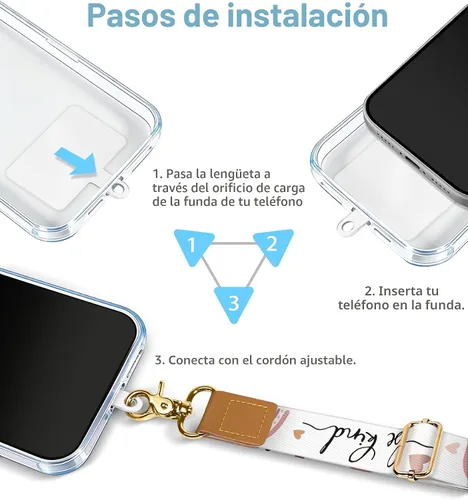 Vista 7 de Yonlevres Cordón para Teléfono con Correa de Muñeca Cruzada, Cordón para Teléfono Celular Be Kind para Alrededor del Cuello, Correa Ajustable