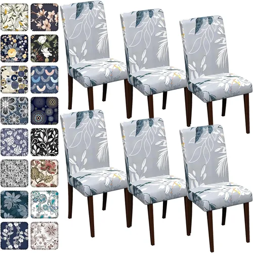 Vista 18 de Fundas para sillas de comedor CoSofSLIP, juego de 2, fundas estampadas elásticas antideslizantes, fundas extraíbles y lavables para sillas