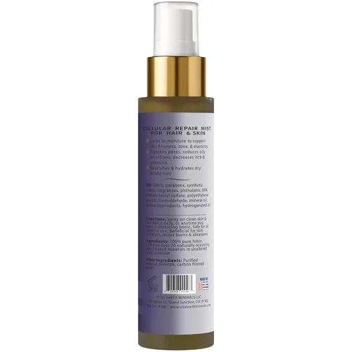 Vista 2 de Vital Earth Fulvic Mineral Facial Mist, apto para viajes, antienvejecimiento facial y cabello en aerosol para renovación e hidratación celular, 3.4