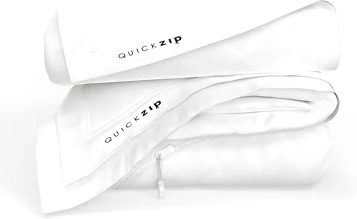 Vista 19 de QuickZip Paquete de Repuesto Fitted Plus: 1 Sábana Bajera (Base + Sábana con Cremallera) y 1 Sábana con Cremallera - Fácil de Cambiar, No se Sale