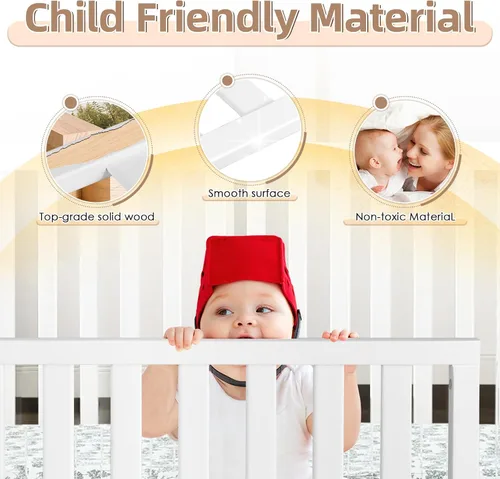 Vista 5 de Salcod Barandilla segura para niños pequeños compatible con cuna convertible Delta Children, riel de cuna para evitar que los niños pequeños se