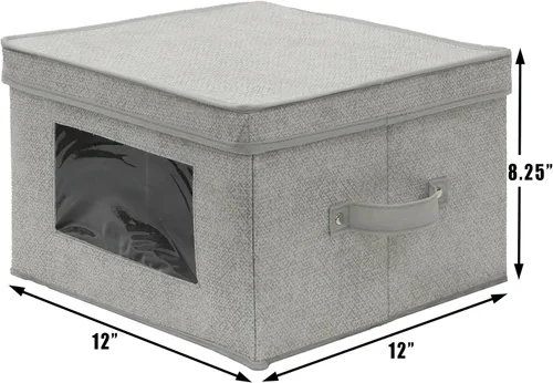 Vista 4 de Simple Houseware - Contenedor de almacenamiento con ventana transparente, asas y tapa, paquete de 3, color gris