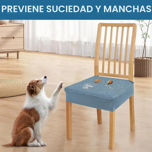 Vista 6 de Smiry Fundas de asiento impermeables para sillas de comedor, sin fundas traseras
