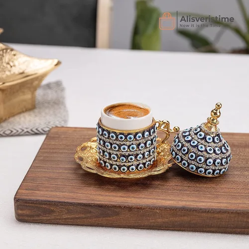 Vista 2 de Alisveristime Juego de tazas de café turco, auténtico café turco griego árabe con platillo (mejora tu experiencia de café ahora) (1 unidad)