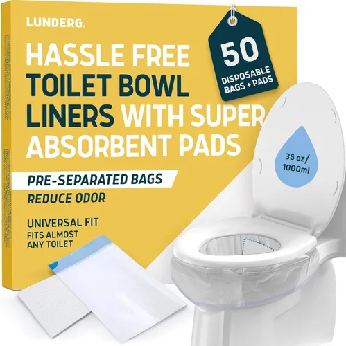 Vista 9 de Revestimientos de inodoros Lunderg con almohadillas súper absorbentes perfumadas con limón - Paquete de valor 20 unidades de ajuste universal