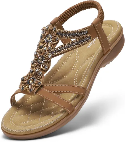 Vista 8 de Littleplum Sandalias para mujer hechas a mano con soporte de arco de verano, sandalias cómodas para caminar ortopédicas bohemias