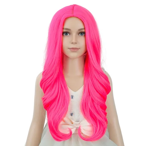 Vista 13 de PATTNIUM Peluca larga y ondulada rubia oscura para niños y niñas, peluca Rubio ceniza