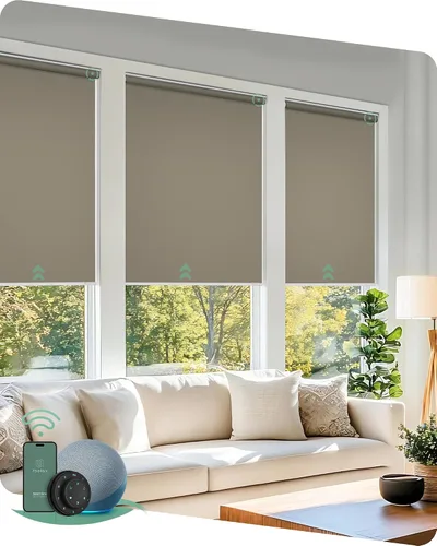 Vista 17 de Yoolax Persianas motorizadas con control remoto, persianas inteligentes opacas para ventanas, persianas enrollables motorizadas, persianas