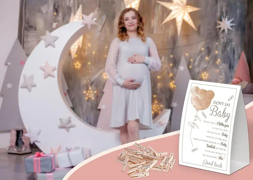 Vista 5 de Decoraciones de oso para baby shower, género neutro y temático de otoño, incluye juego de Don't Say Baby y pequeño juego de pinzas para la ropa