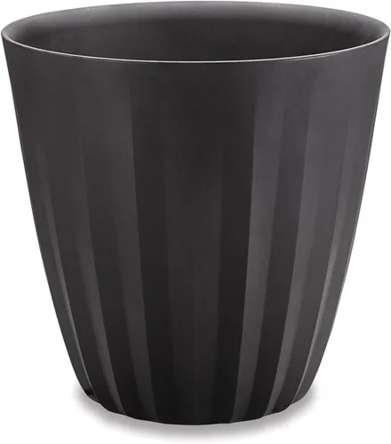 Vista 12 de Crescent Garden Maceta decorativa moderna plisada para interiores y exteriores, maceta de resina con orificio de drenaje, 15 pulgadas de ancho x 15