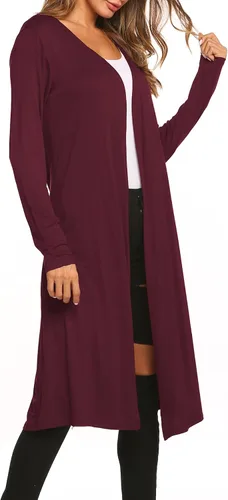 Vista 3 de Bluetime Women Long Open Front Maxi Cardigan Lightweight Duster Long Sleeve Cardigan (S-4XL)