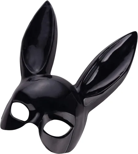 Vista 3 de Firlar Máscara sexy de conejo, máscara de media cara para cosplay de Pascua