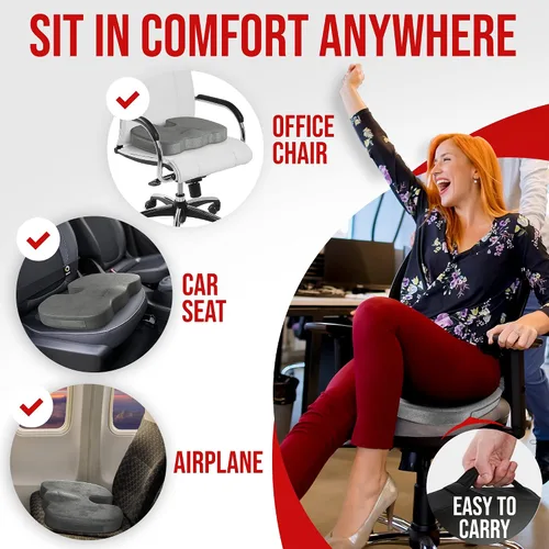 Vista 6 de FORTEM Cojín para asiento de silla (terciopelo, gris) + soporte lumbar