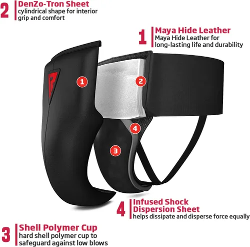 Vista 4 de RDX Protector de ingle para boxeo, Muay Thai, Kickboxing y entrenamiento de MMA, equipo de cuero Maya Hide Abdo para artes marciales, protector