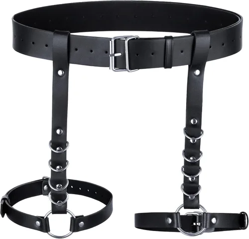 Vista 7 de Polainas de cuero sintético de caballero medieval, corsé, chal renacentista, capa de hombro, bufanda, accesorios